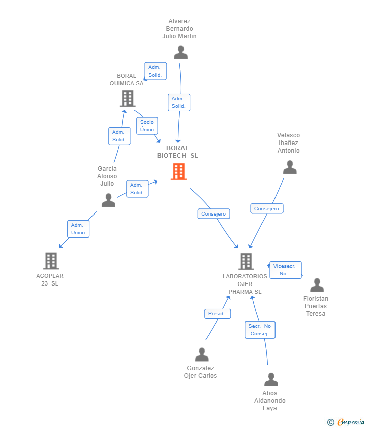 Vinculaciones societarias de BORAL BIOTECH SL