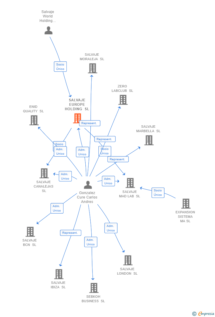 Vinculaciones societarias de SALVAJE EUROPE HOLDING SL