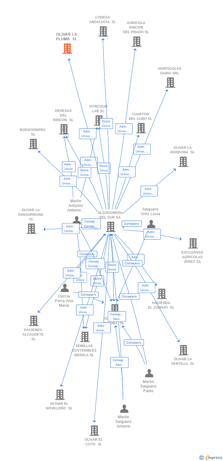 Vinculaciones societarias de OLIVAR LA PLUMA SL
