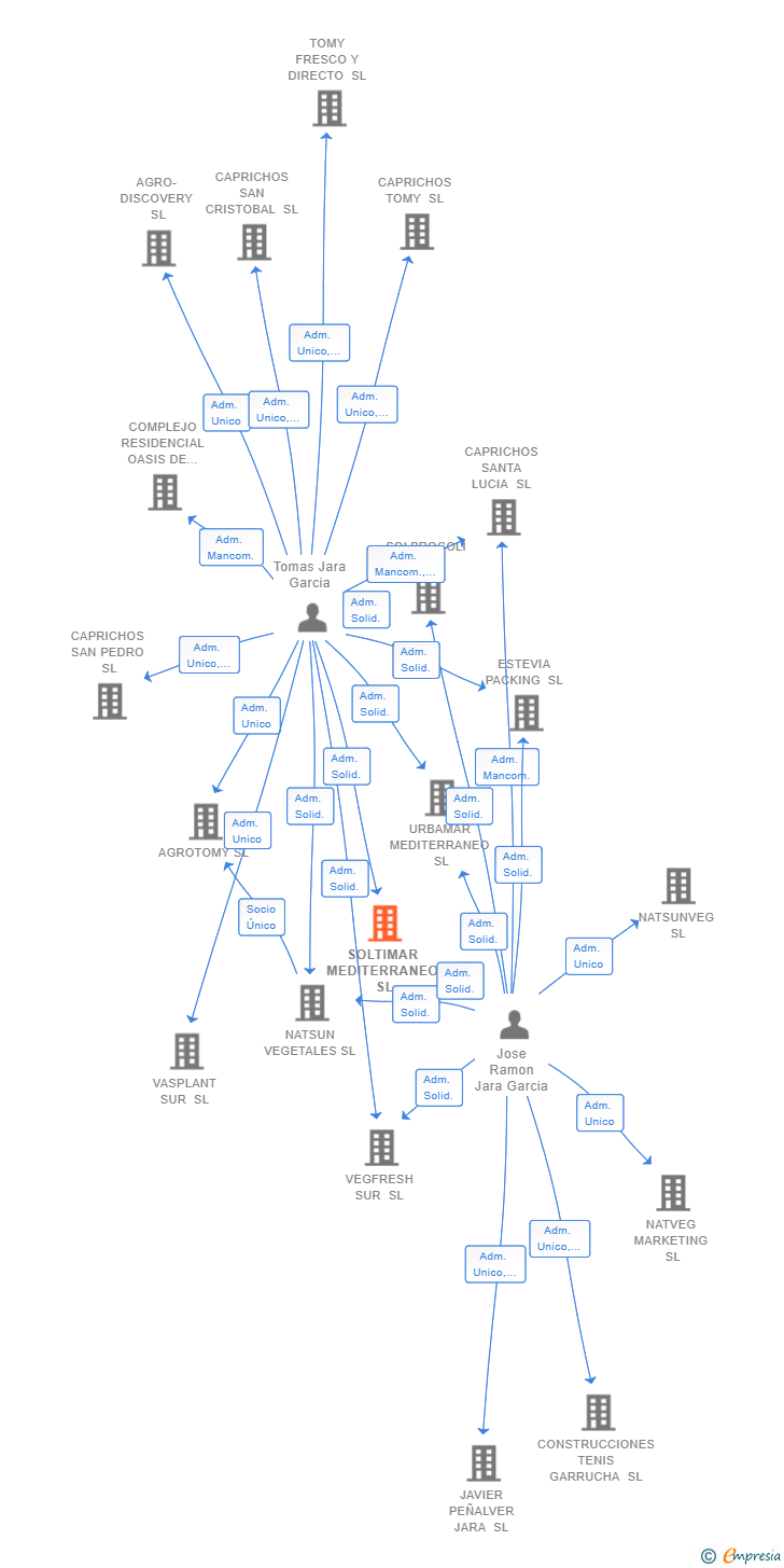 Vinculaciones societarias de SOLTIMAR MEDITERRANEO SL