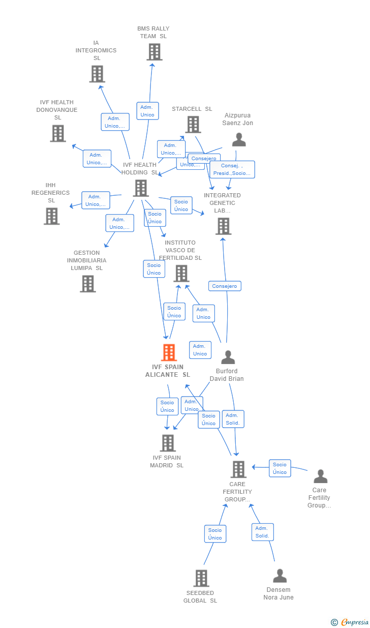 Vinculaciones societarias de IVF SPAIN ALICANTE SL