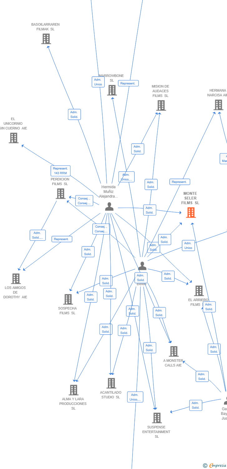 Vinculaciones societarias de MONTE SELER FILMS SL