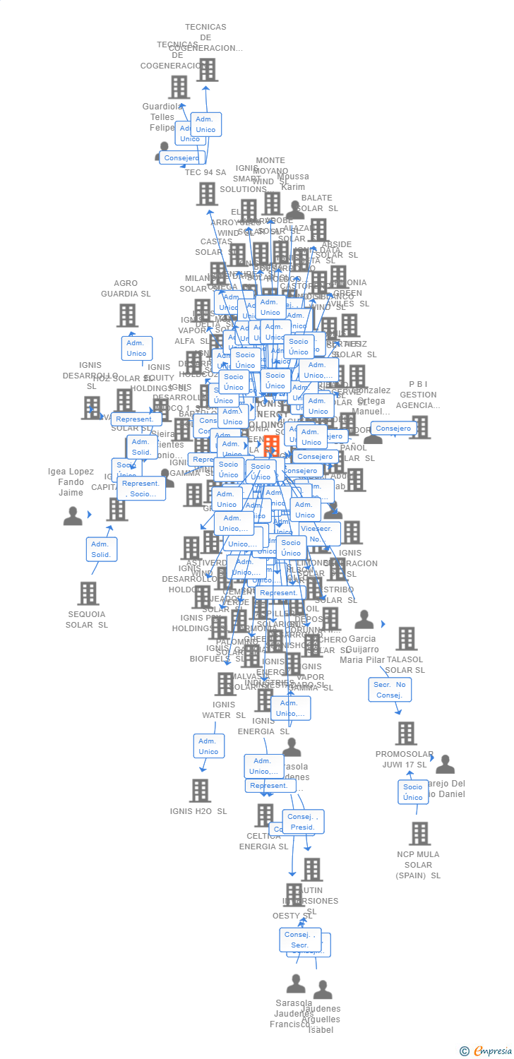 Vinculaciones societarias de IGNIS ENERGY HOLDINGS SL