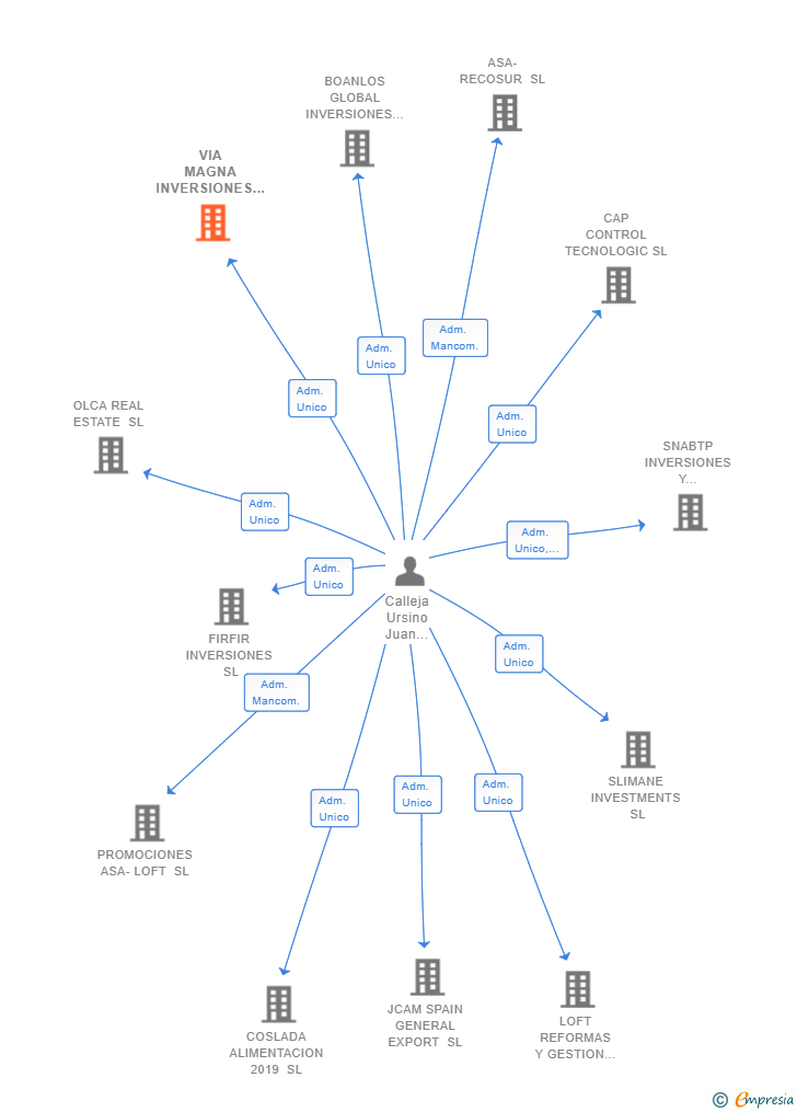 Vinculaciones societarias de VIA MAGNA INVERSIONES SL
