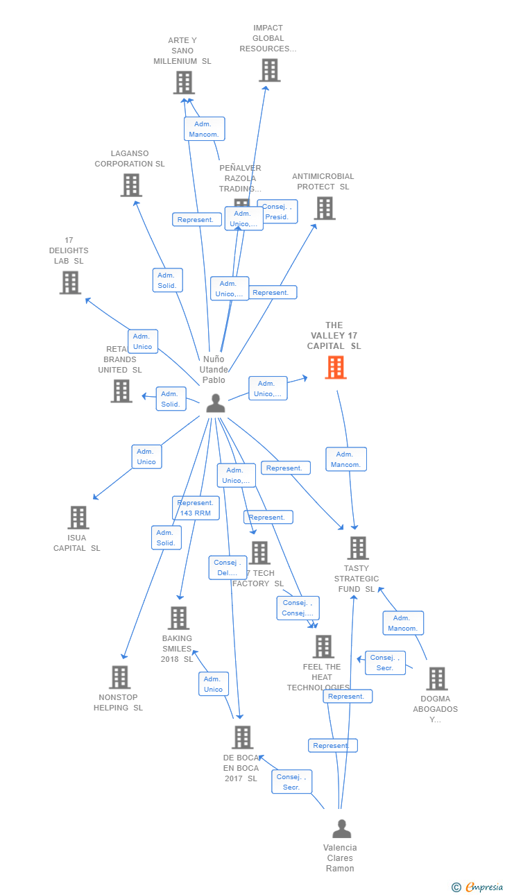 Vinculaciones societarias de THE VALLEY 17 CAPITAL SL