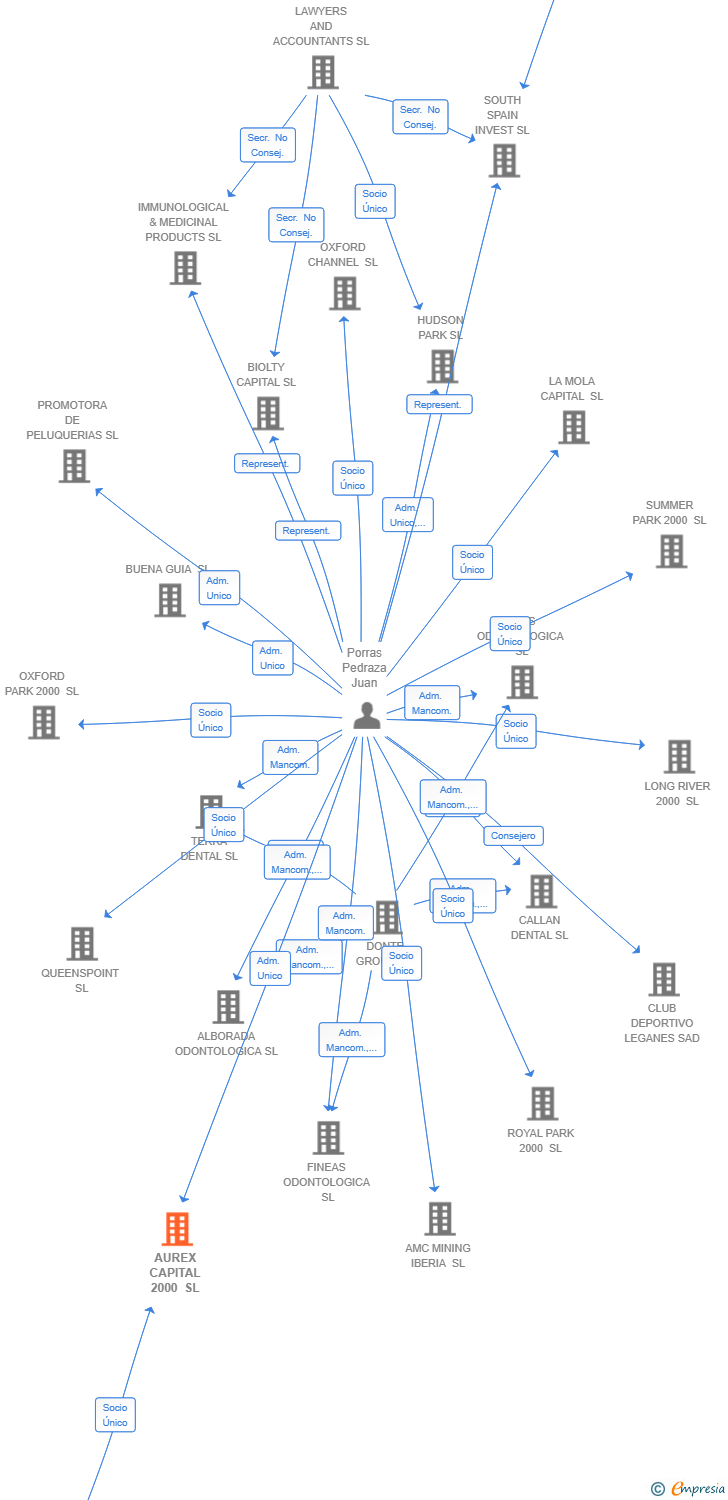 Vinculaciones societarias de AUREX CAPITAL 2000 SL