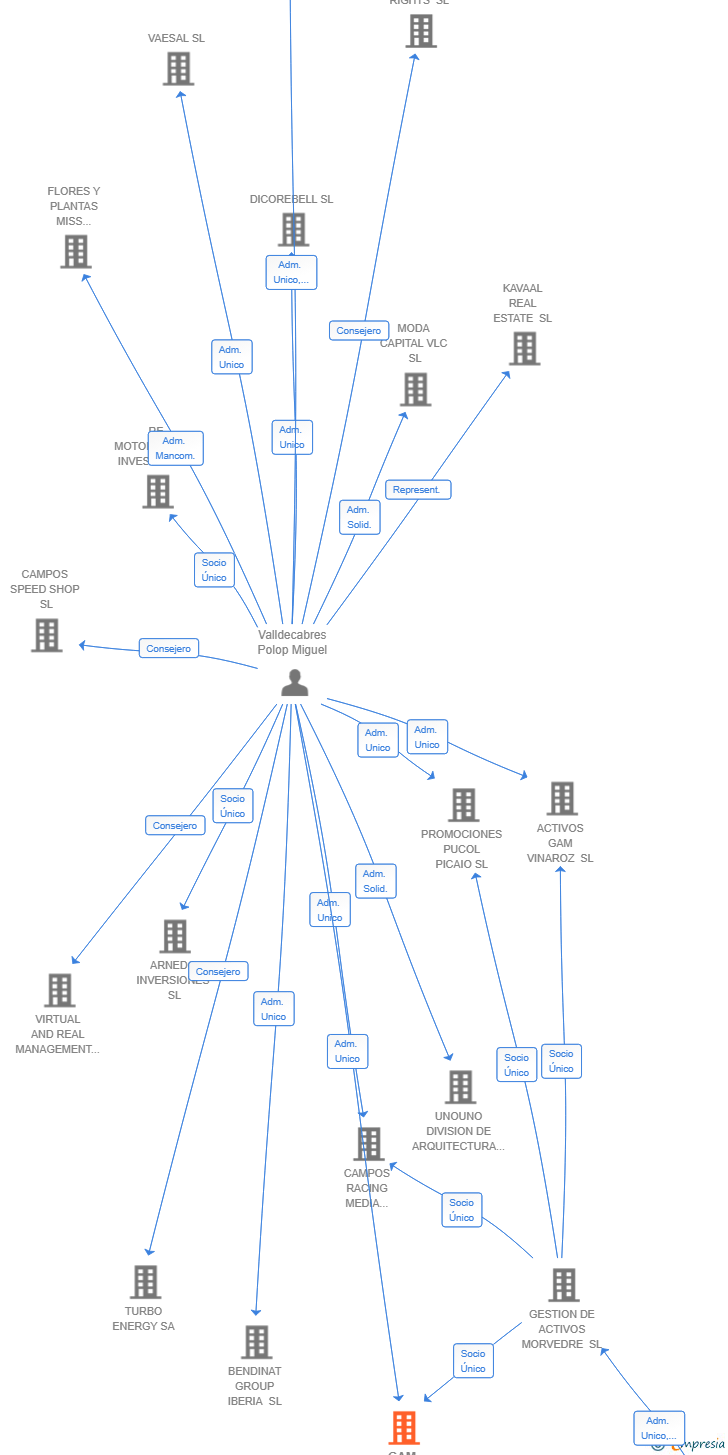 Vinculaciones societarias de GAM SPEED INVESTMENTS SL