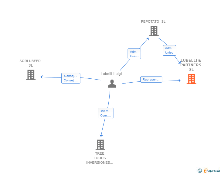 Vinculaciones societarias de LUBELLI & PARTNERS SL
