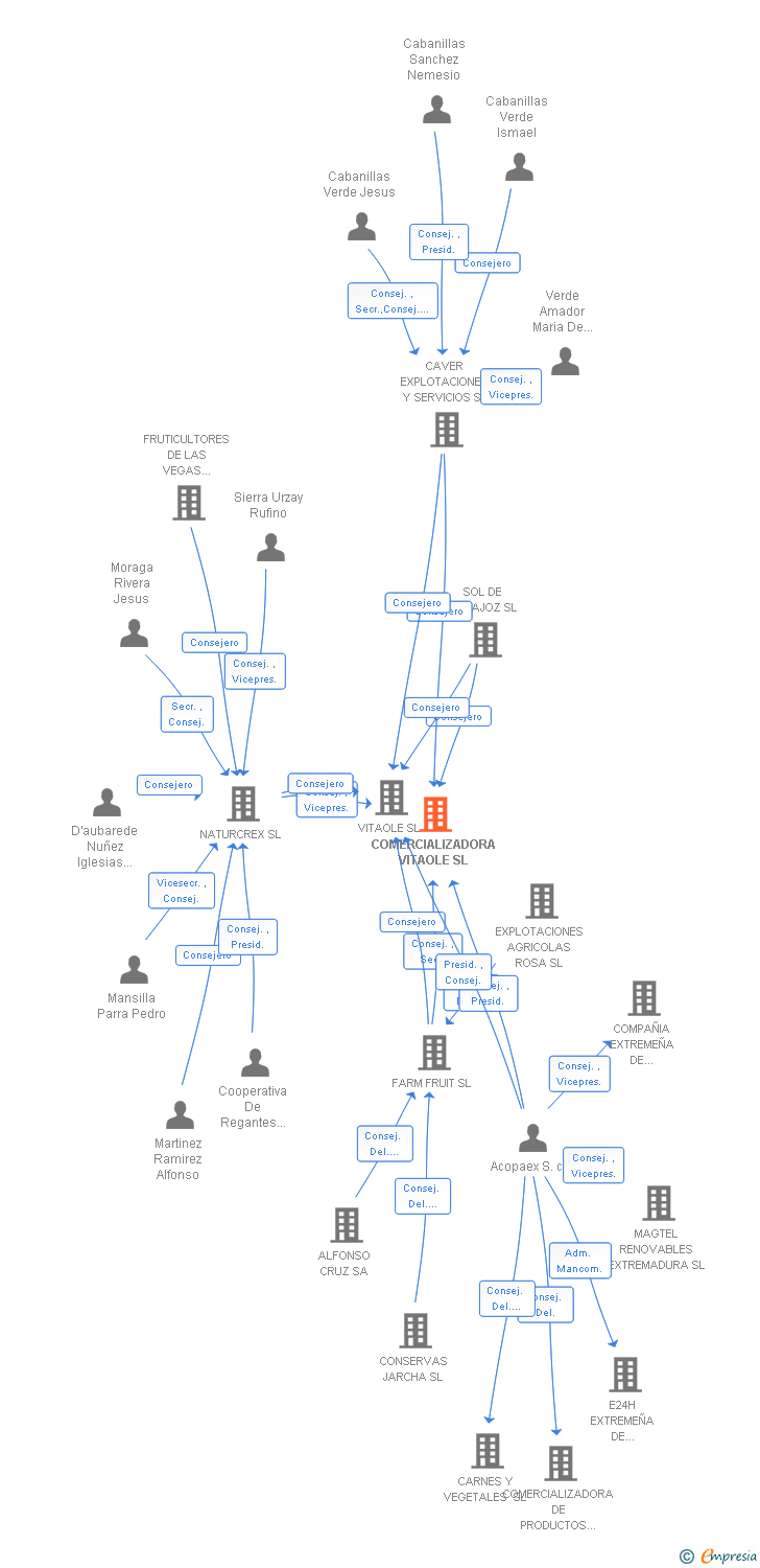 Vinculaciones societarias de COMERCIALIZADORA VITAOLE SL
