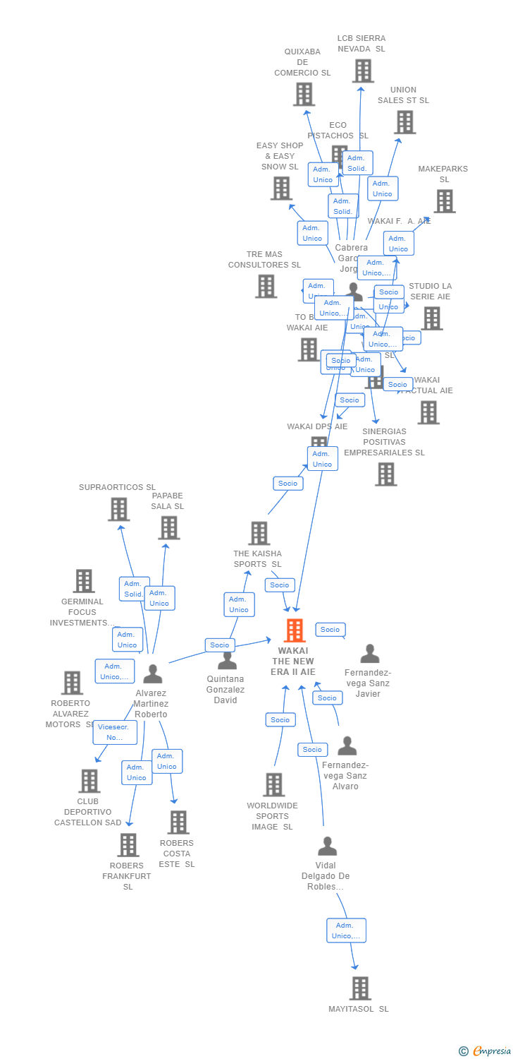 Vinculaciones societarias de WAKAI THE NEW ERA II AIE