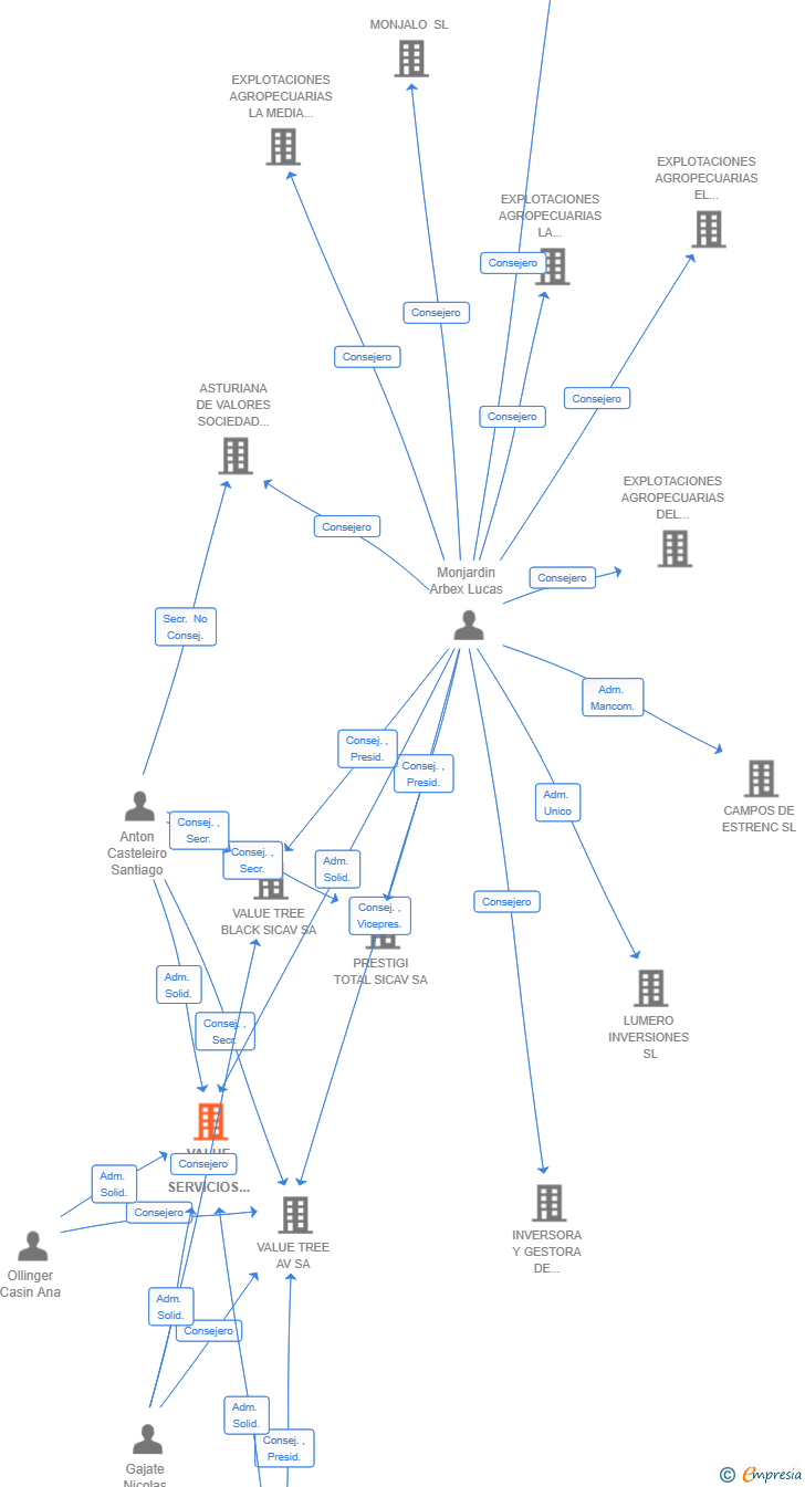 Vinculaciones societarias de VALUE TREE SERVICIOS PATRIMONIALES SL