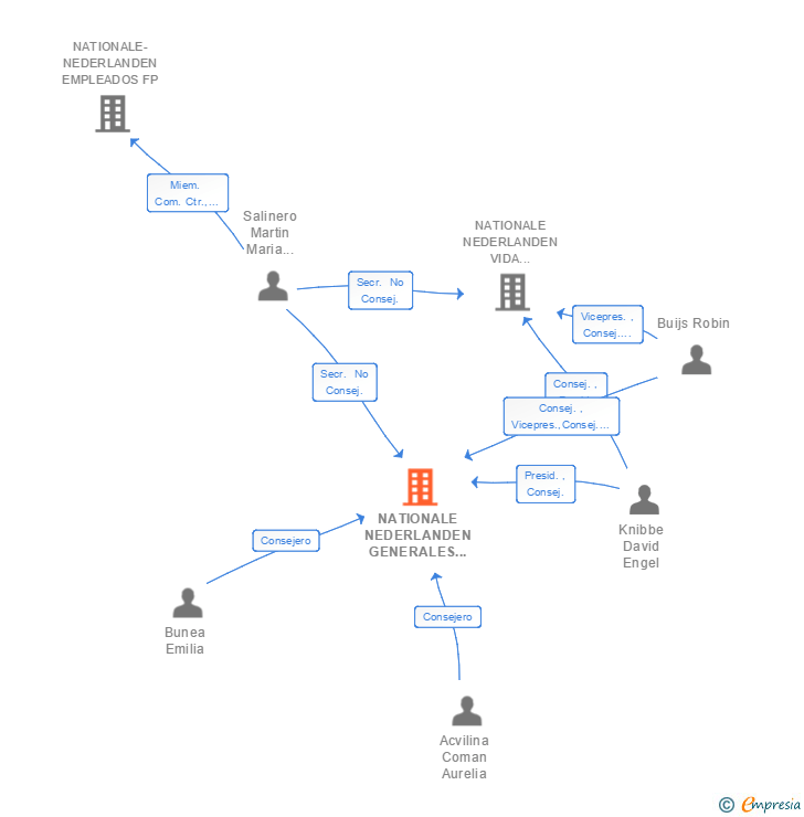 Vinculaciones societarias de NATIONALE NEDERLANDEN GENERALES COMPAÑIA DE SEGUROS Y REASEGUROS SAE