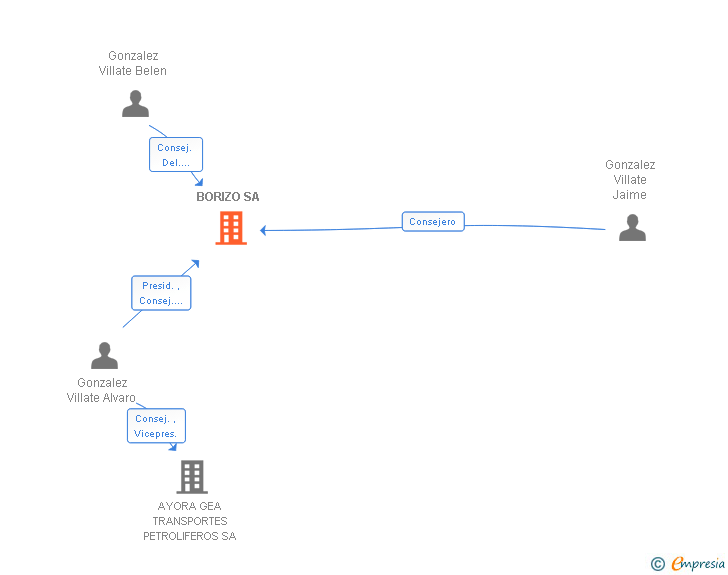 Vinculaciones societarias de BORIZO SA