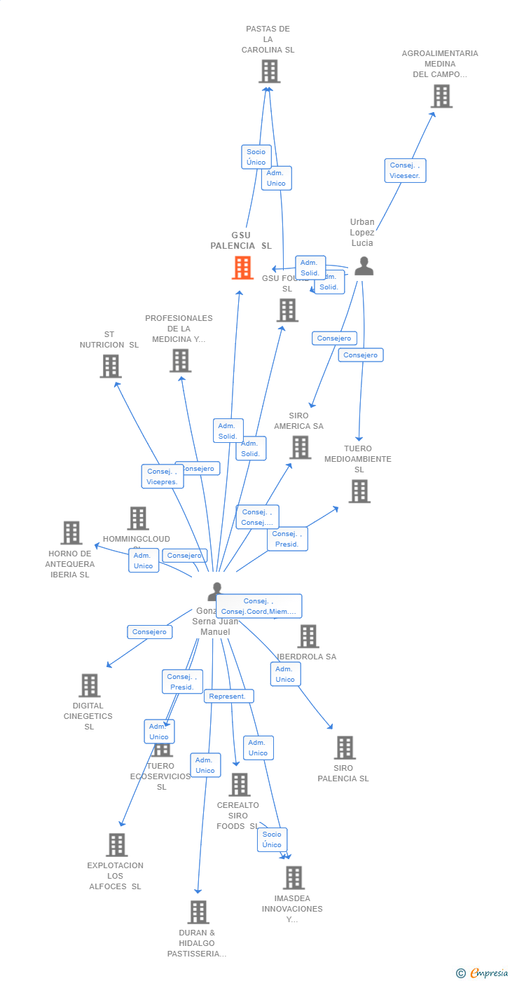 Vinculaciones societarias de GSU PALENCIA SL