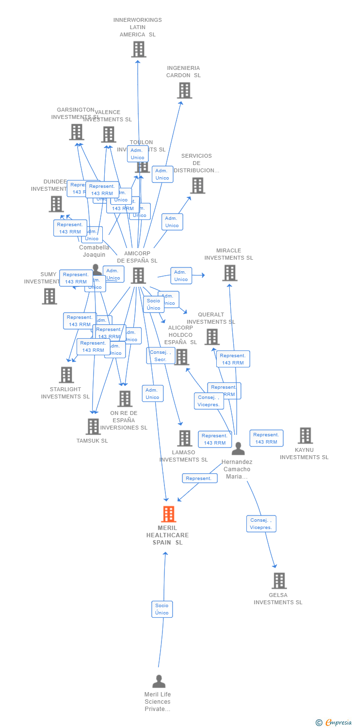 Vinculaciones societarias de MERIL HEALTHCARE SPAIN SL