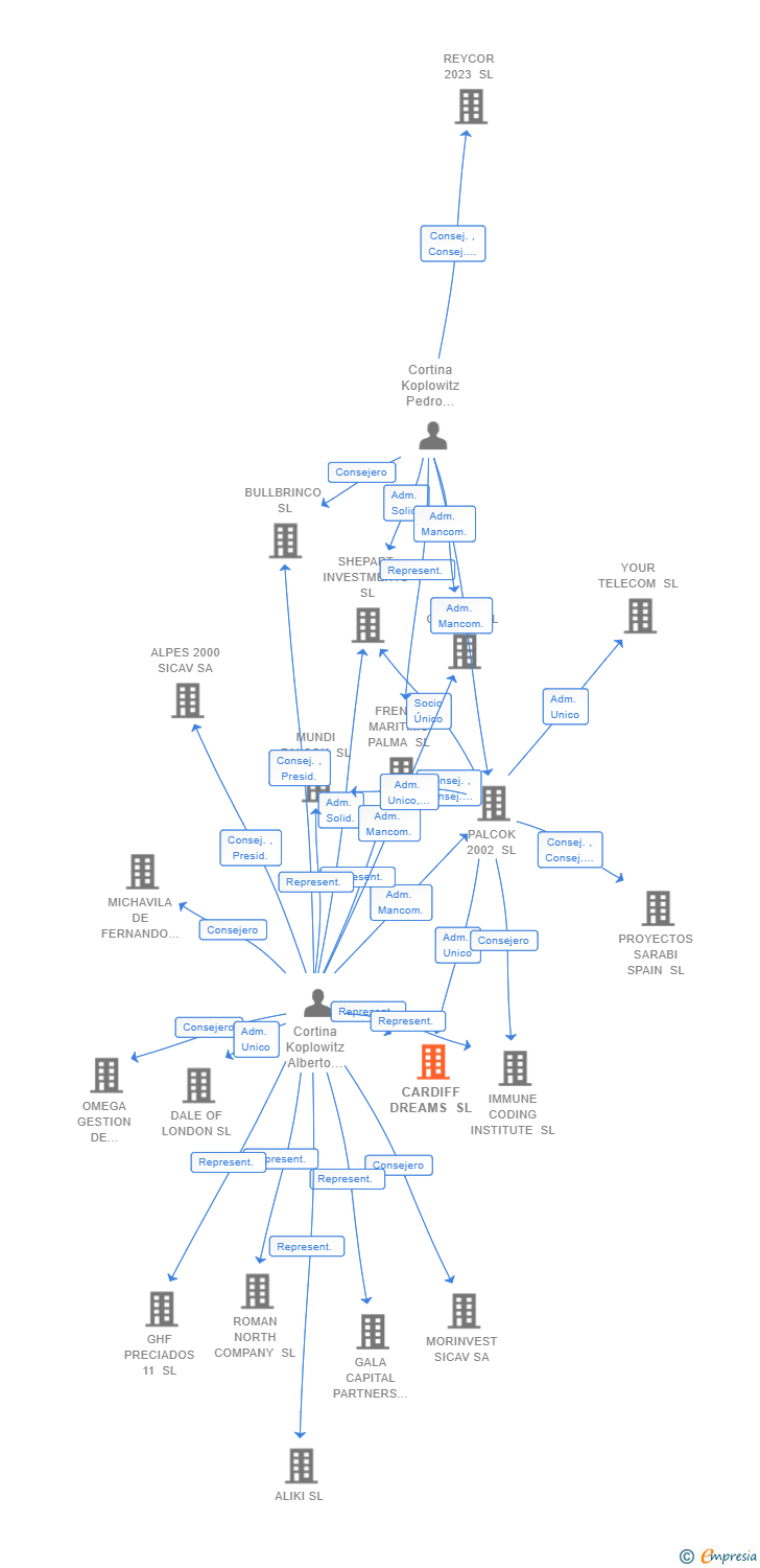 Vinculaciones societarias de CARDIFF DREAMS SL