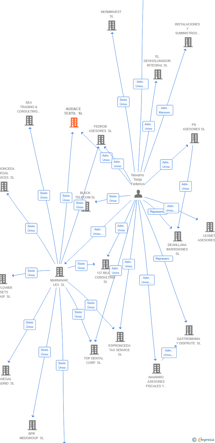 Vinculaciones societarias de AUDACE TEXTIL SL