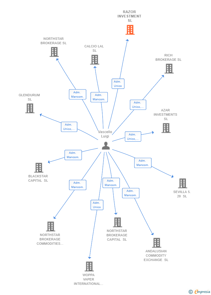 Vinculaciones societarias de RAZOR INVESTMENT SL