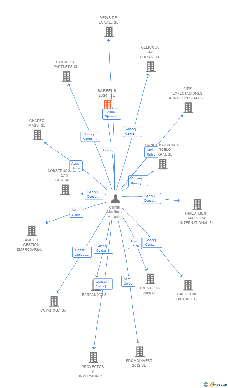 Vinculaciones societarias de SARFELS 2020 SL