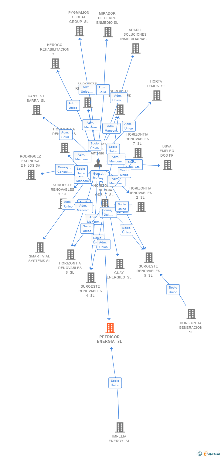 Vinculaciones societarias de PETRICOR ENERGIA SL