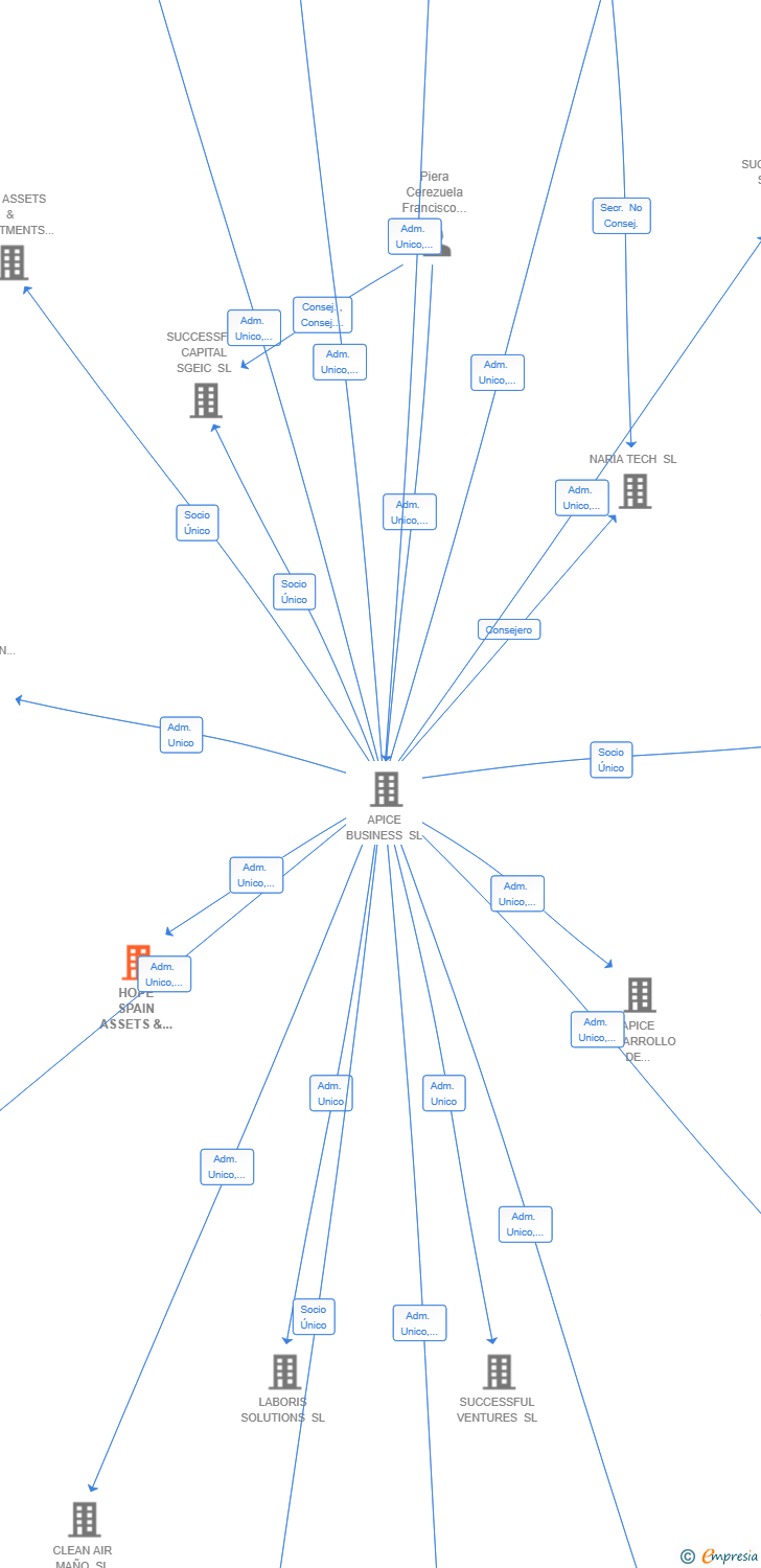 Vinculaciones societarias de HOPE SPAIN ASSETS & INVESTMENTS SL