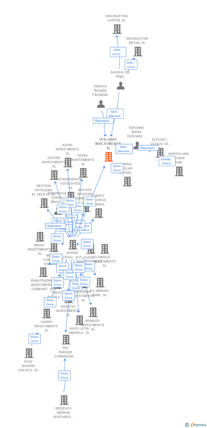 Vinculaciones societarias de VISLANDI INVESTMENTS SL