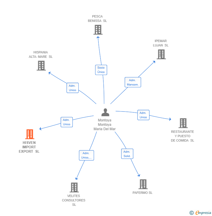Vinculaciones societarias de HISVEN IMPORT EXPORT SL