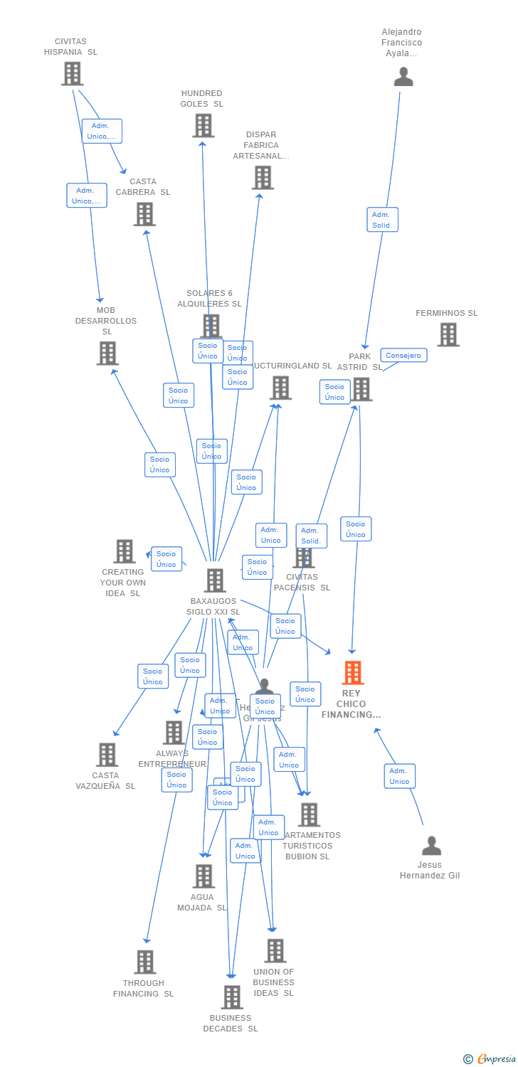 Vinculaciones societarias de REY CHICO FINANCING SL