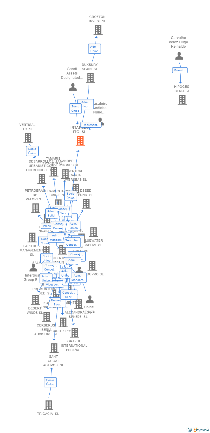 Vinculaciones societarias de INTAPELO ITG SL