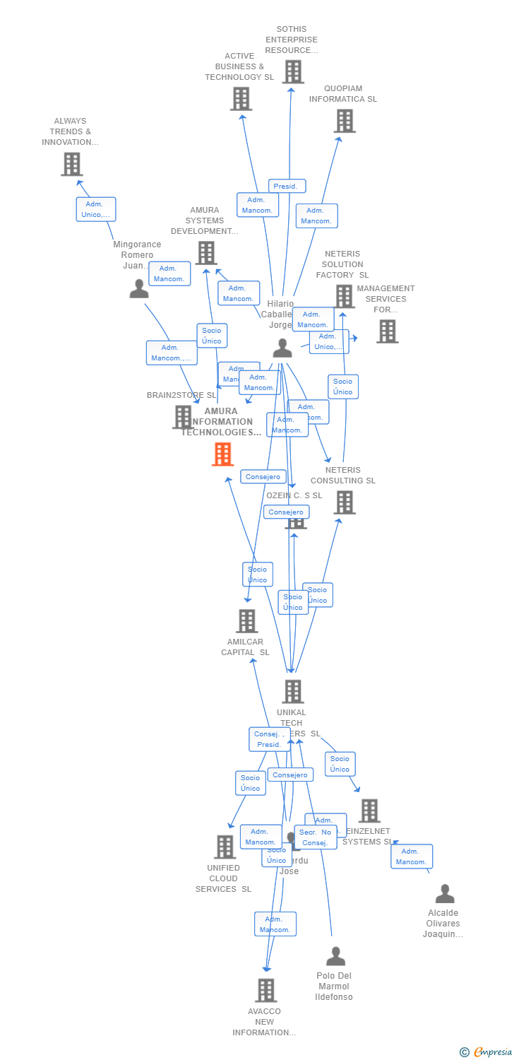 Vinculaciones societarias de AMURA INFORMATION TECHNOLOGIES SL