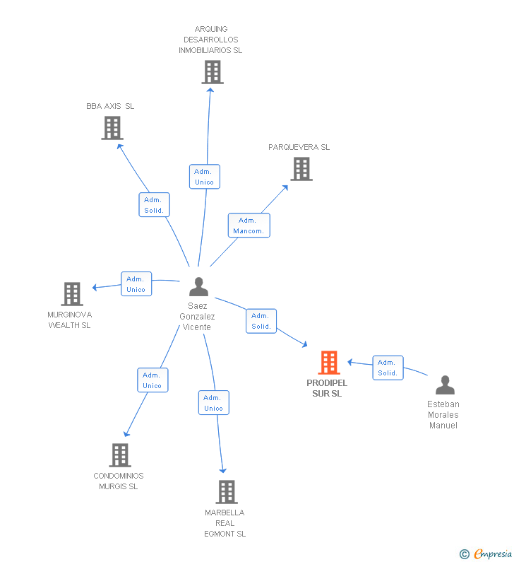 Vinculaciones societarias de PRODIPEL SUR SL