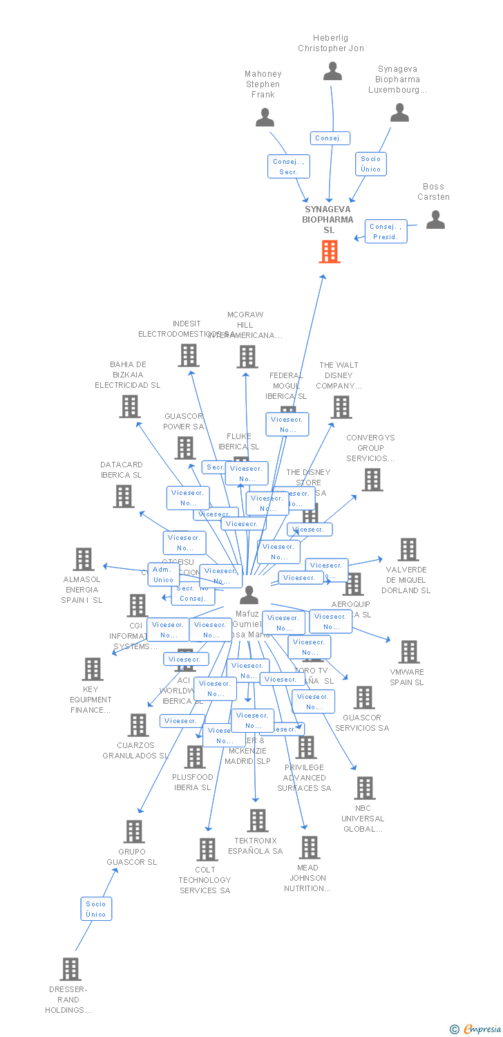 Vinculaciones societarias de SYNAGEVA BIOPHARMA SL