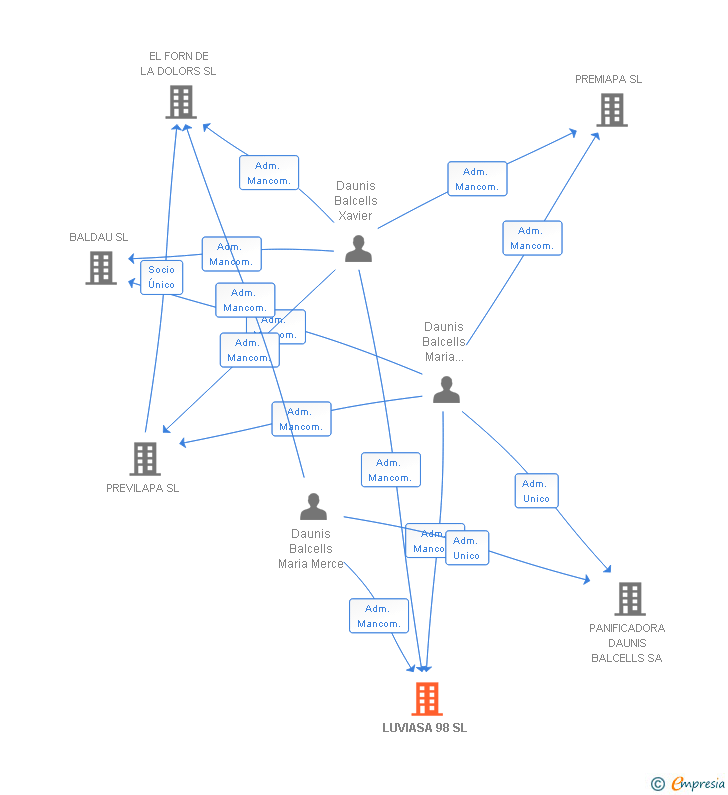 Vinculaciones societarias de LUVIASA 98 SL