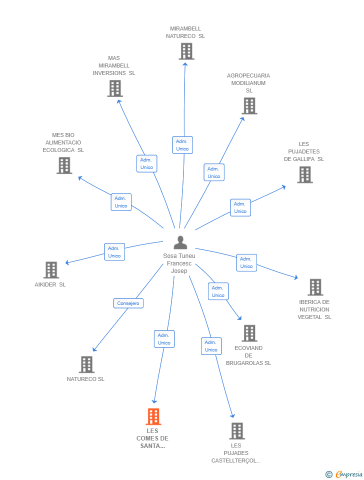 Vinculaciones societarias de LES COMES DE SANTA EUGENIA SL