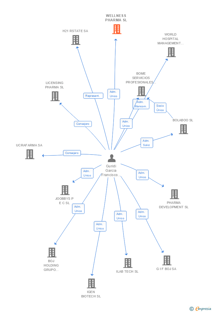 Vinculaciones societarias de WELLNESS PHARMA SL