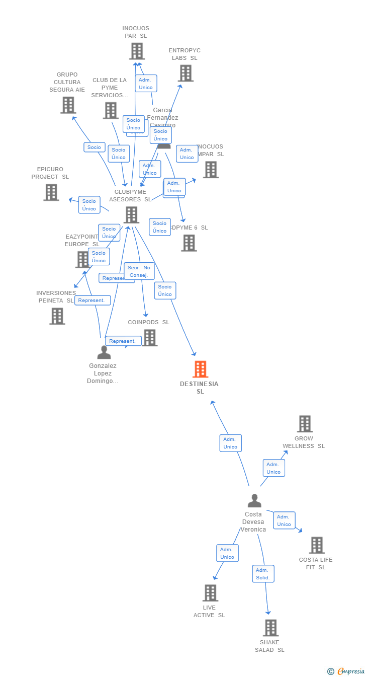 Vinculaciones societarias de DESTINESIA SL