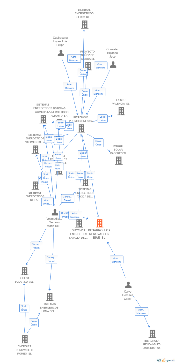Vinculaciones societarias de DESARROLLOS RENOVABLES BIAR SL