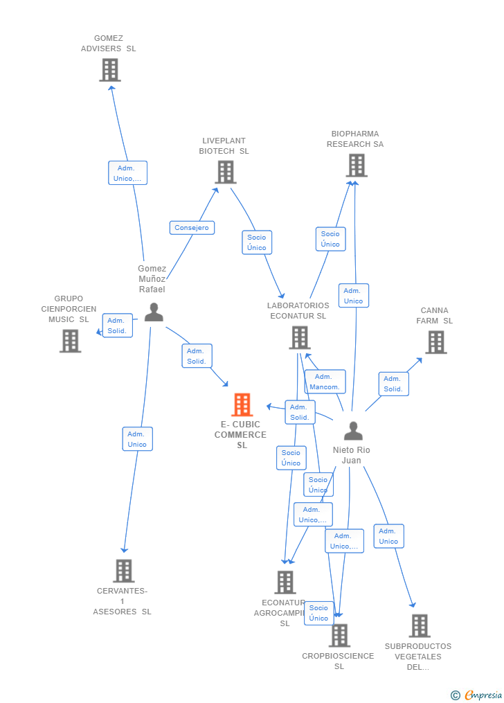 Vinculaciones societarias de E-CUBIC COMMERCE SL