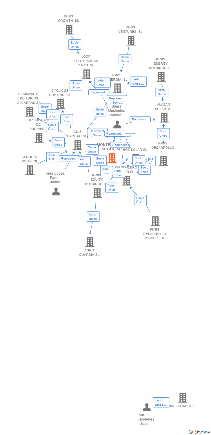 Vinculaciones societarias de MONTEALEGRE SOLAR SL