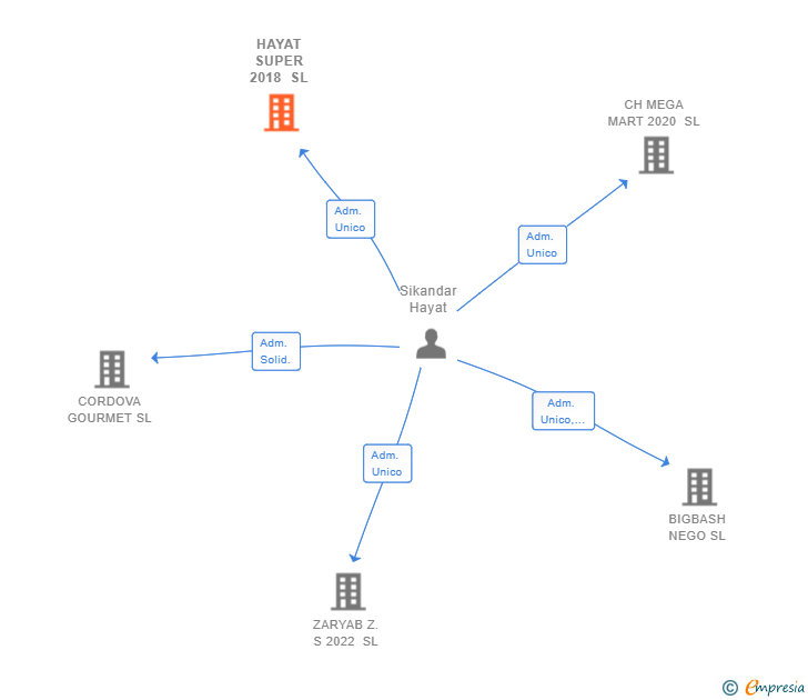 Vinculaciones societarias de HAYAT SUPER 2018 SL