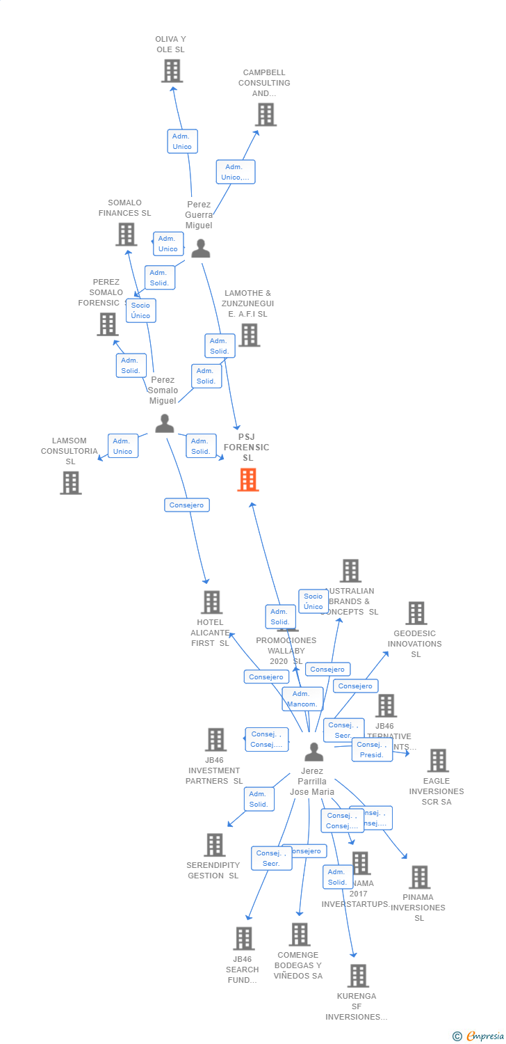 Vinculaciones societarias de PSJ FORENSIC SL