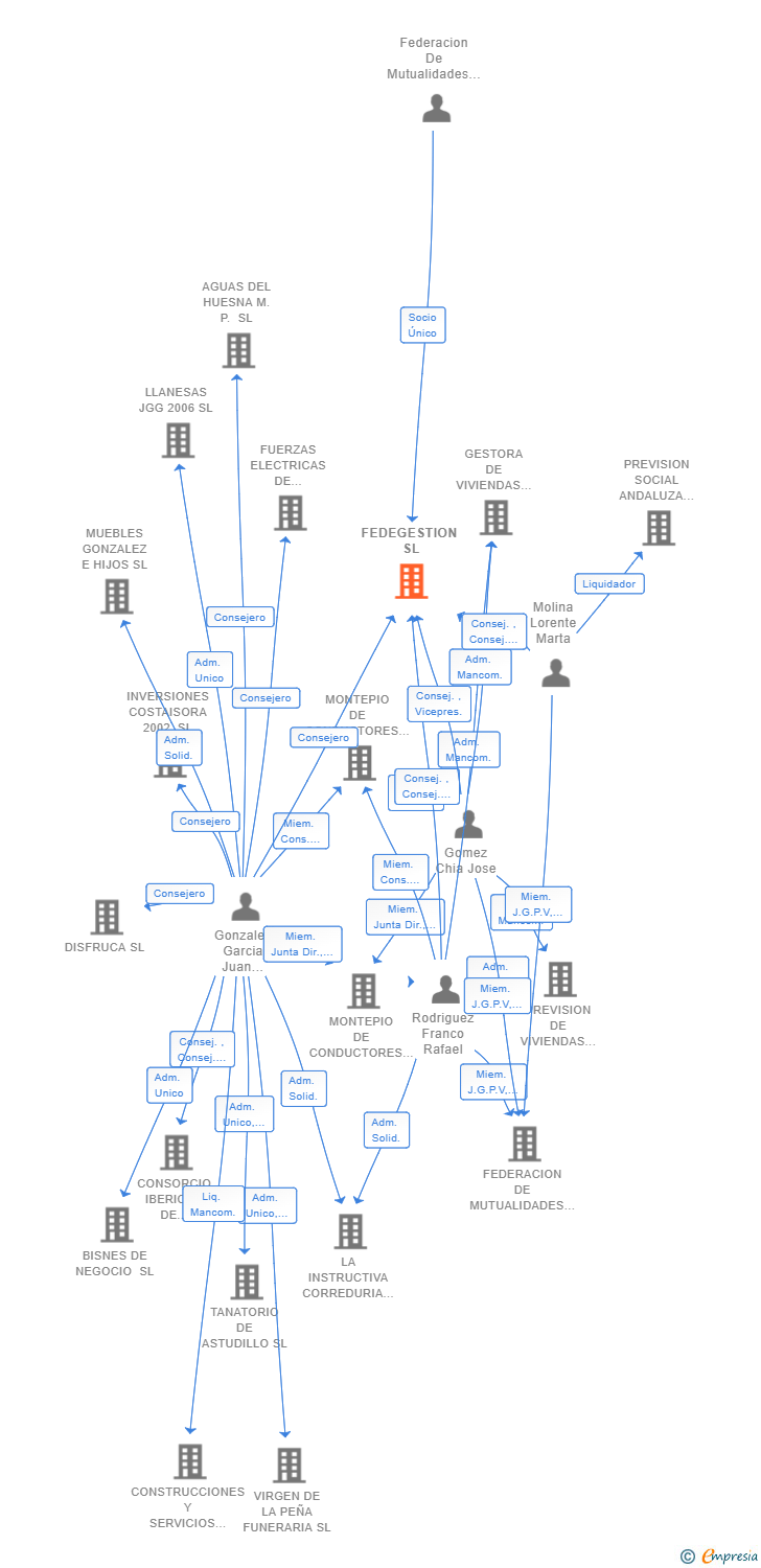 Vinculaciones societarias de FEDEGESTION SL