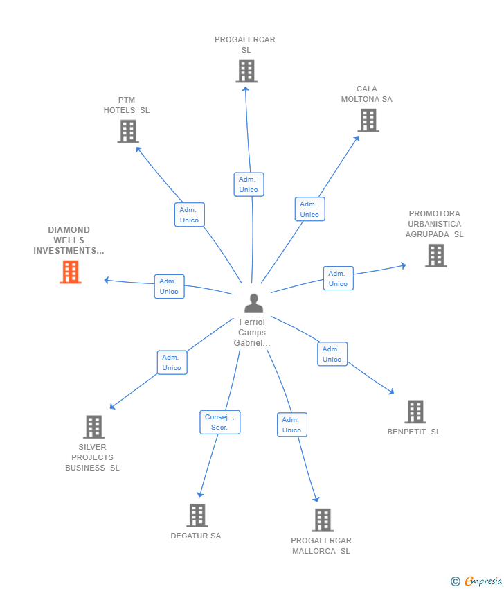 Vinculaciones societarias de DIAMOND WELLS INVESTMENTS SL