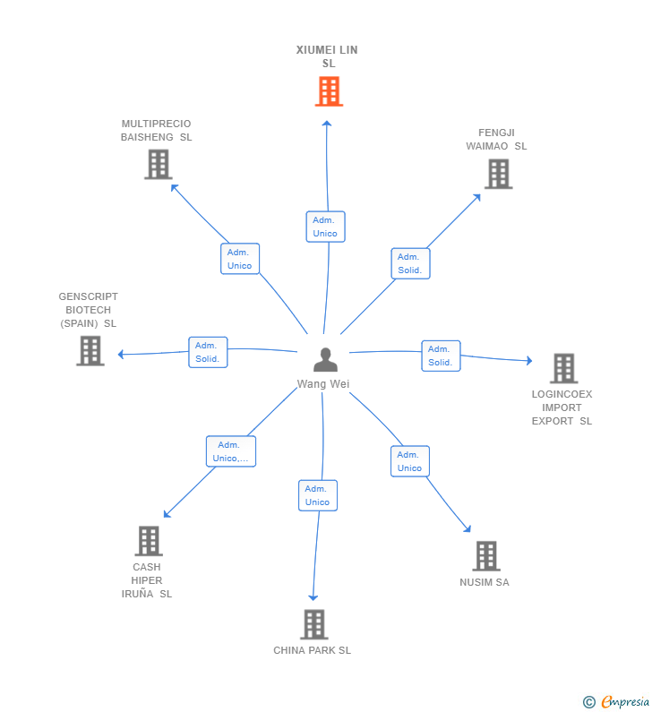 Vinculaciones societarias de XIUMEI LIN SL