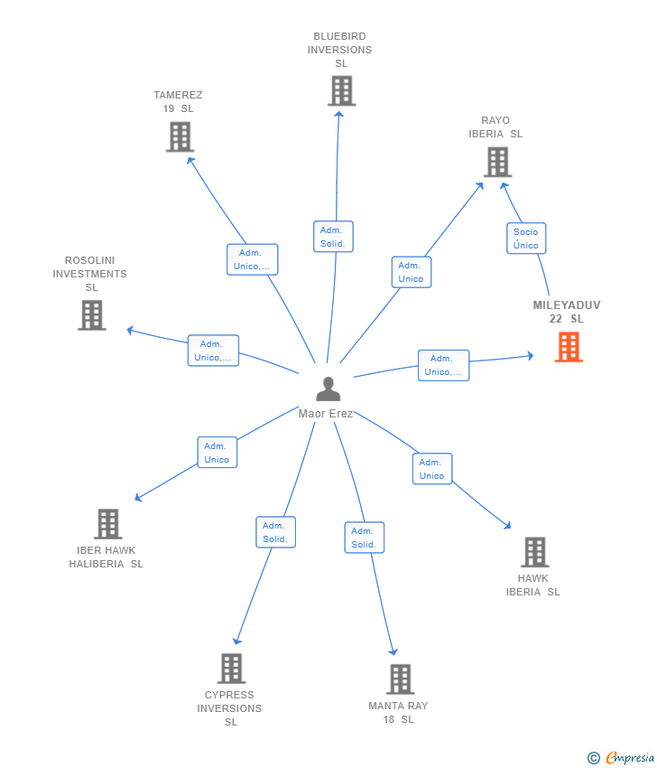 Vinculaciones societarias de MILEYADUV 22 SL