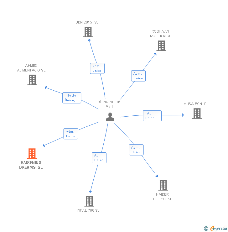 Vinculaciones societarias de RAISENING DREAMS SL