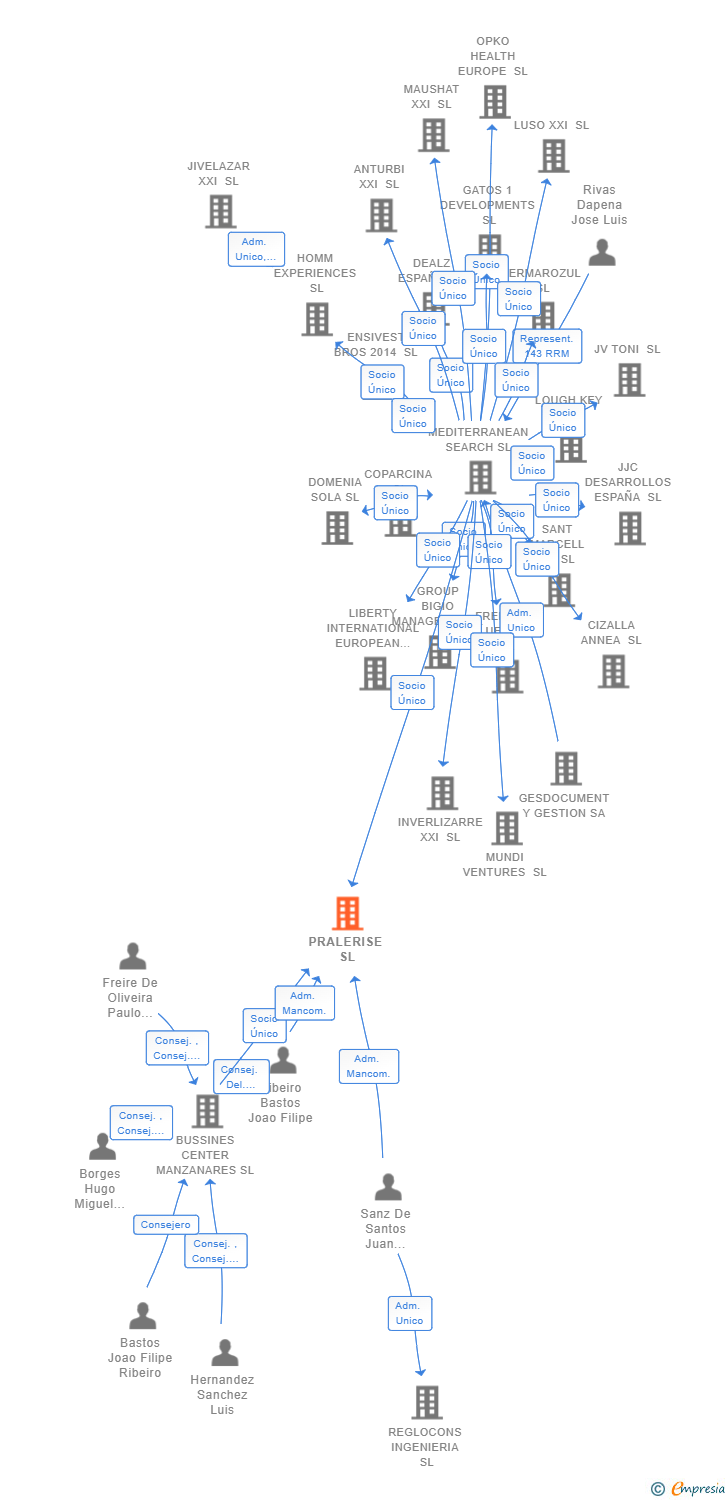 Vinculaciones societarias de PRALERISE SL