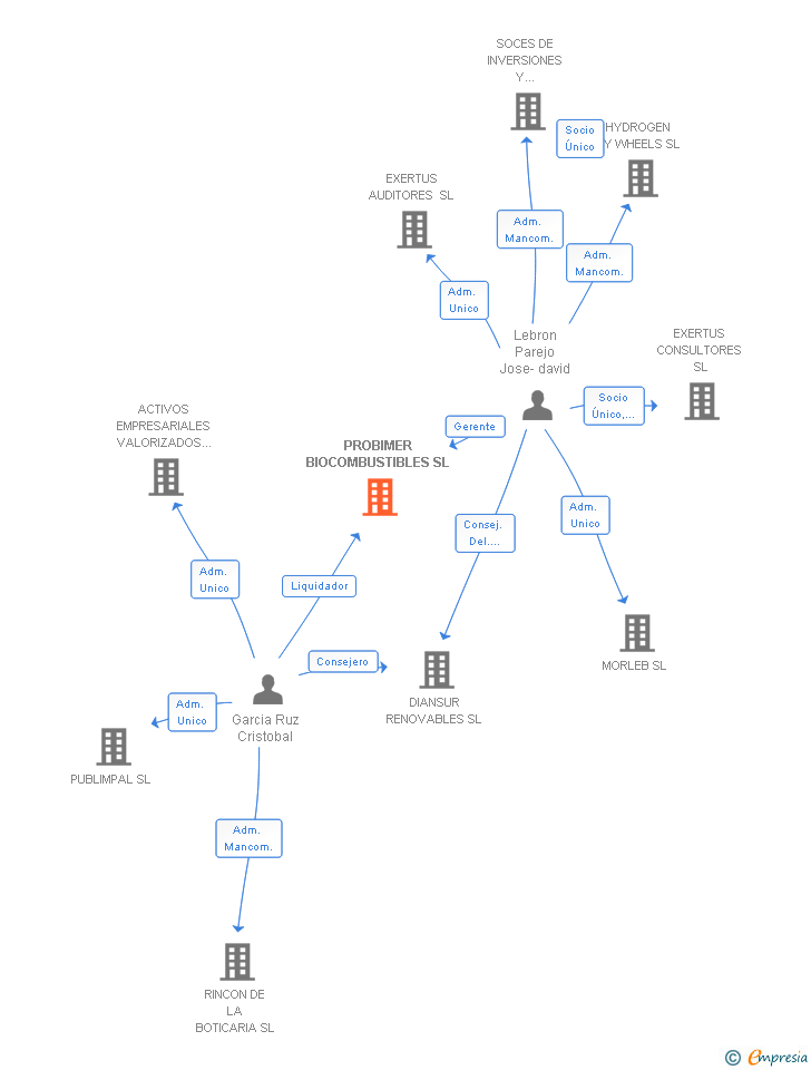 Vinculaciones societarias de PROBIMER BIOCOMBUSTIBLES SL