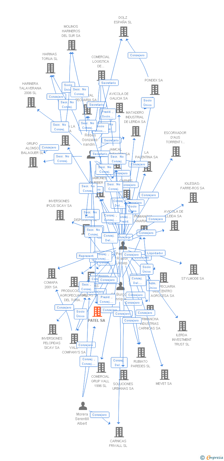 Vinculaciones societarias de PATEL SA